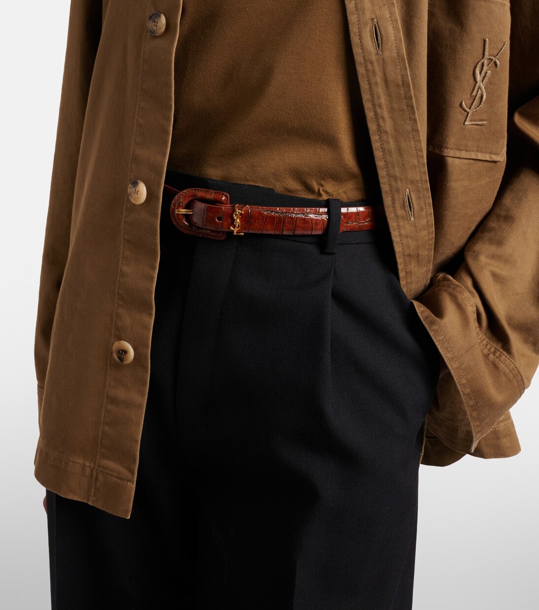 Cassandre croc-effect leather belt | Saint Laurent