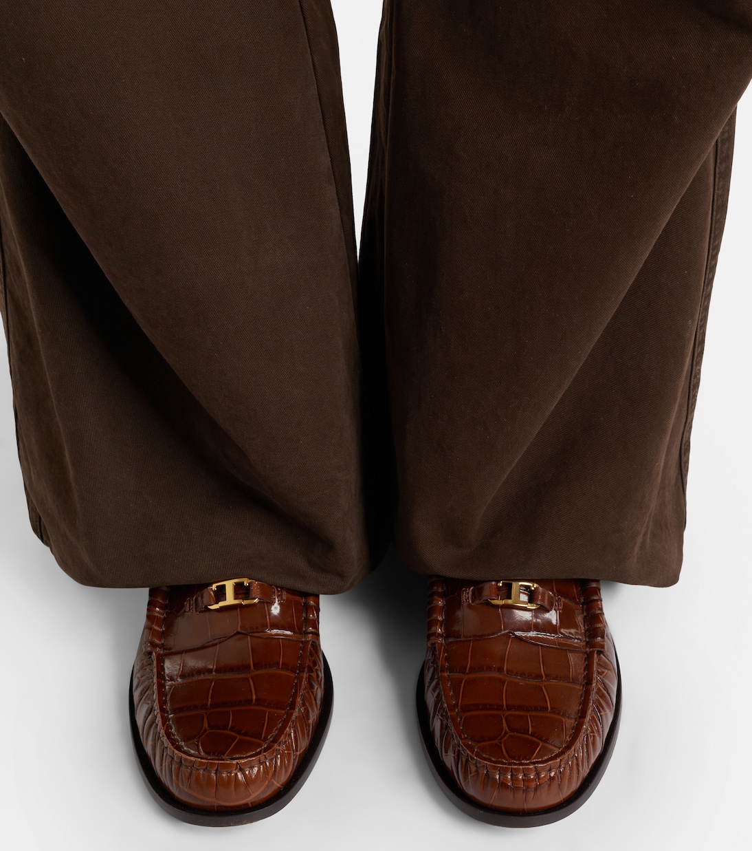Croc-effect leather loafers | Tod's