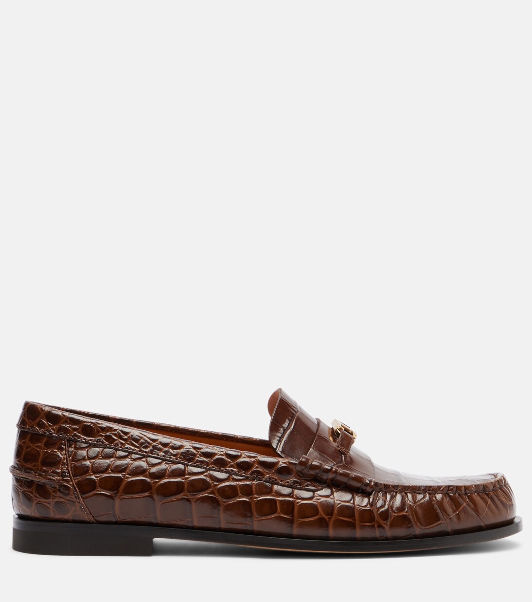 Croc-effect leather loafers | Tod's