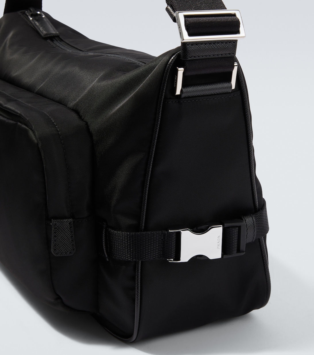 Large leather-trimmed shoulder bag | Prada