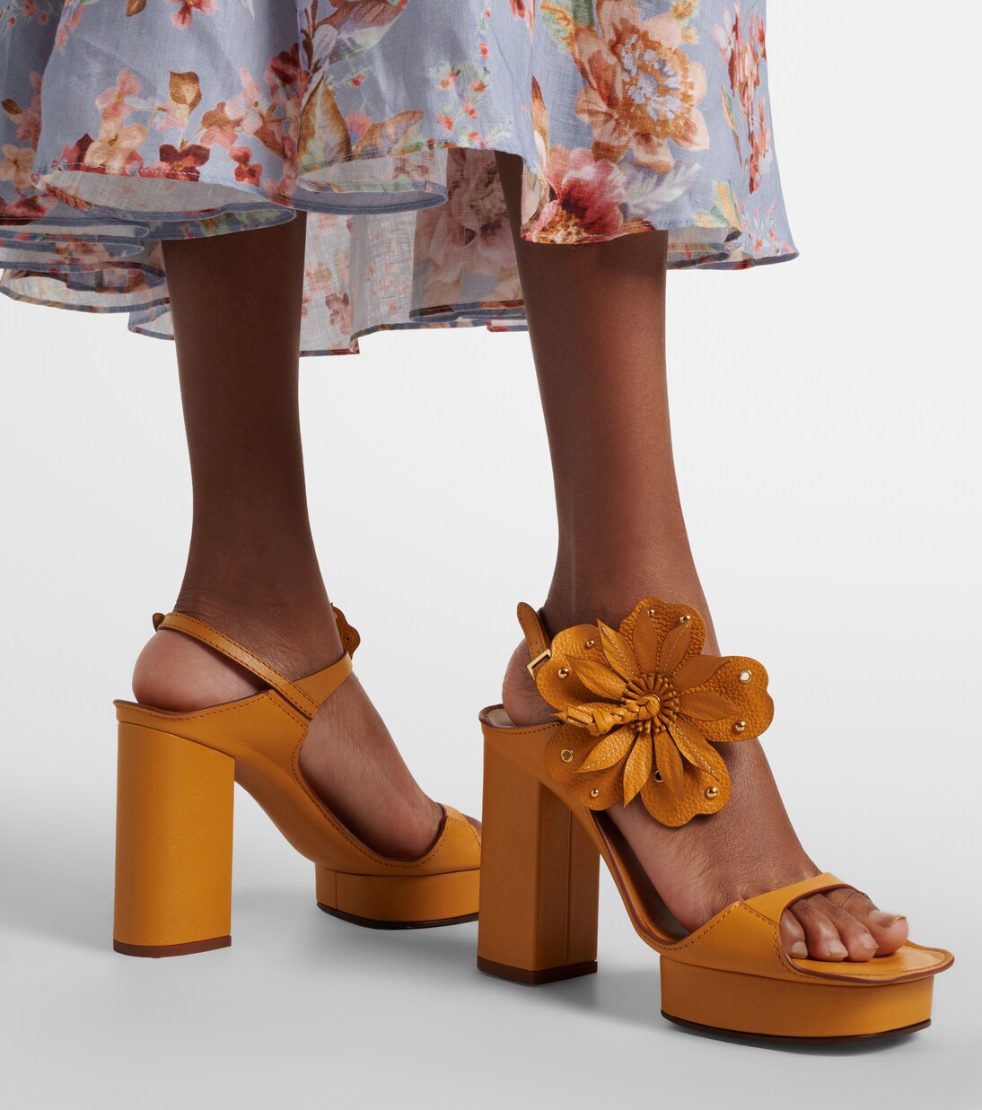 Brightside Platform floral-appliqué leather sandals | Zimmermann