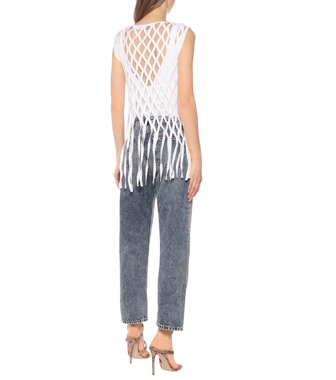 Cotton-blend macramé top | Off-White