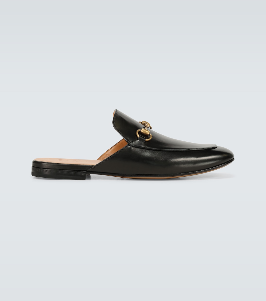 Leather Horsebit slippers in black Gucci Mytheresa