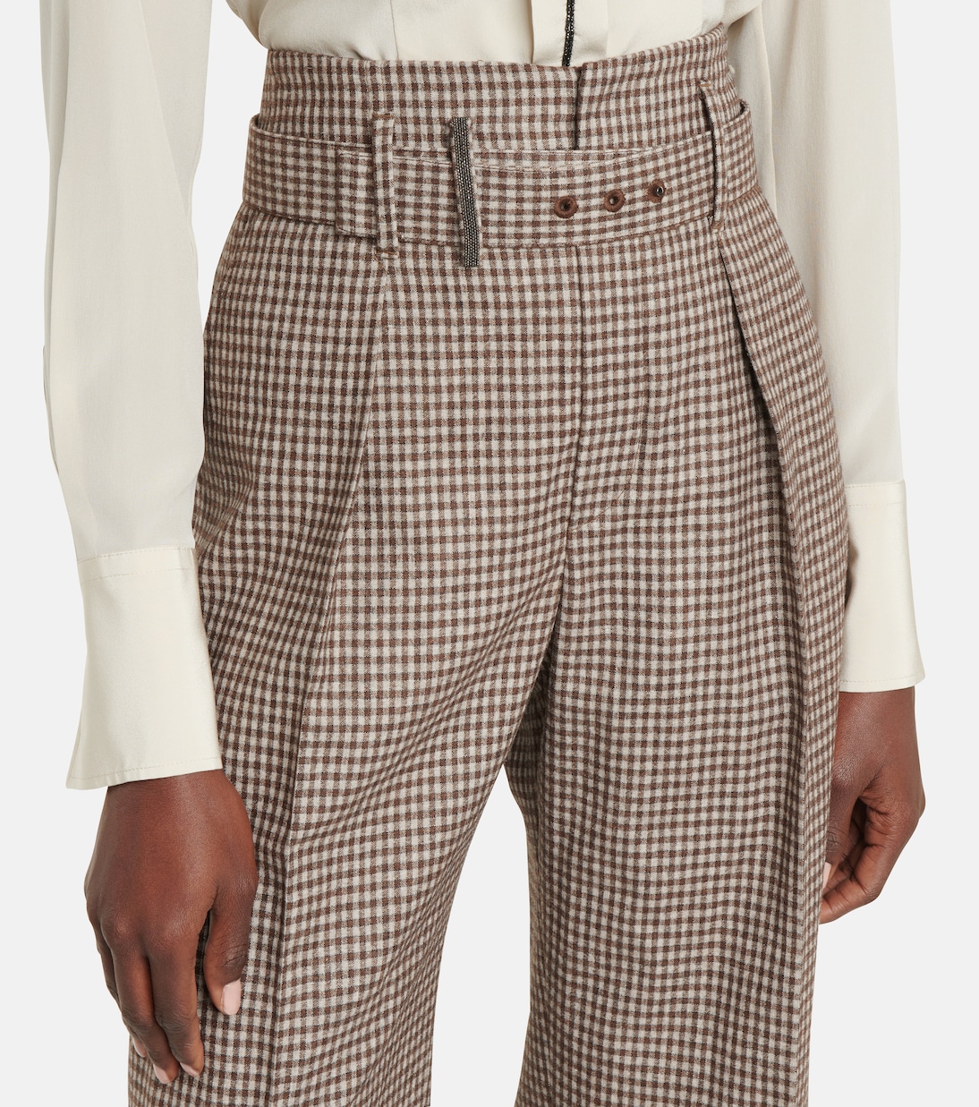 Pantalon droit en laine, soie et lin | Brunello Cucinelli