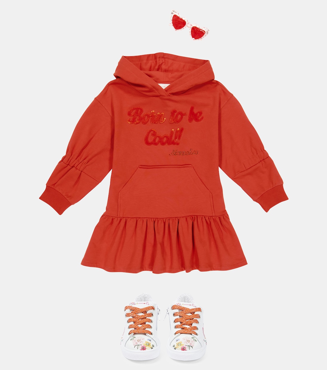 Hoodie-Kleid aus einem Baumwollgemisch | Monnalisa
