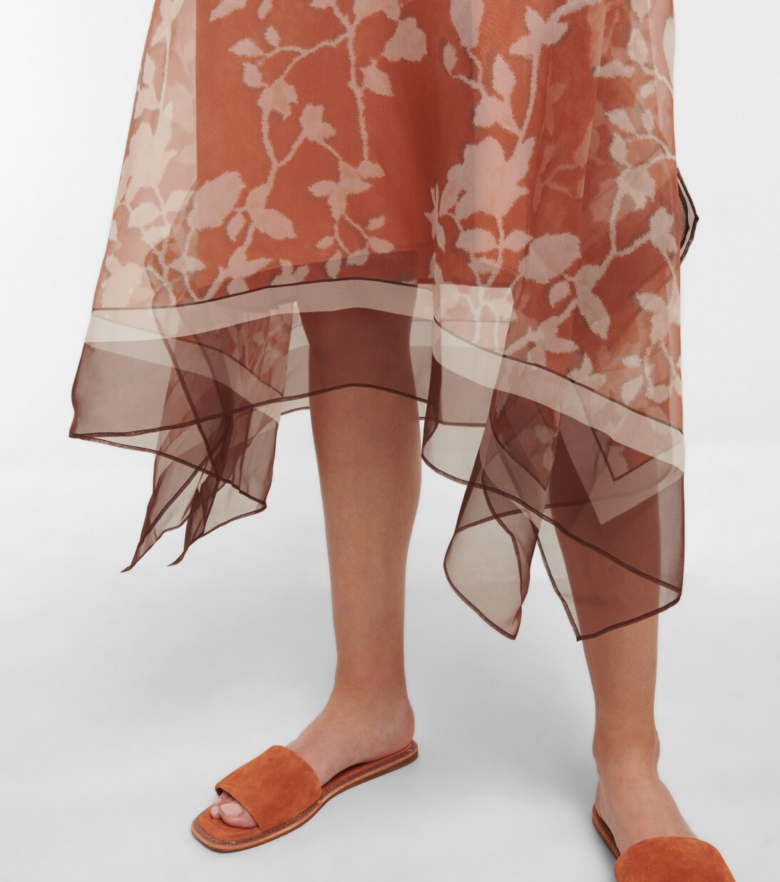 Floral silk midi dress | Brunello Cucinelli