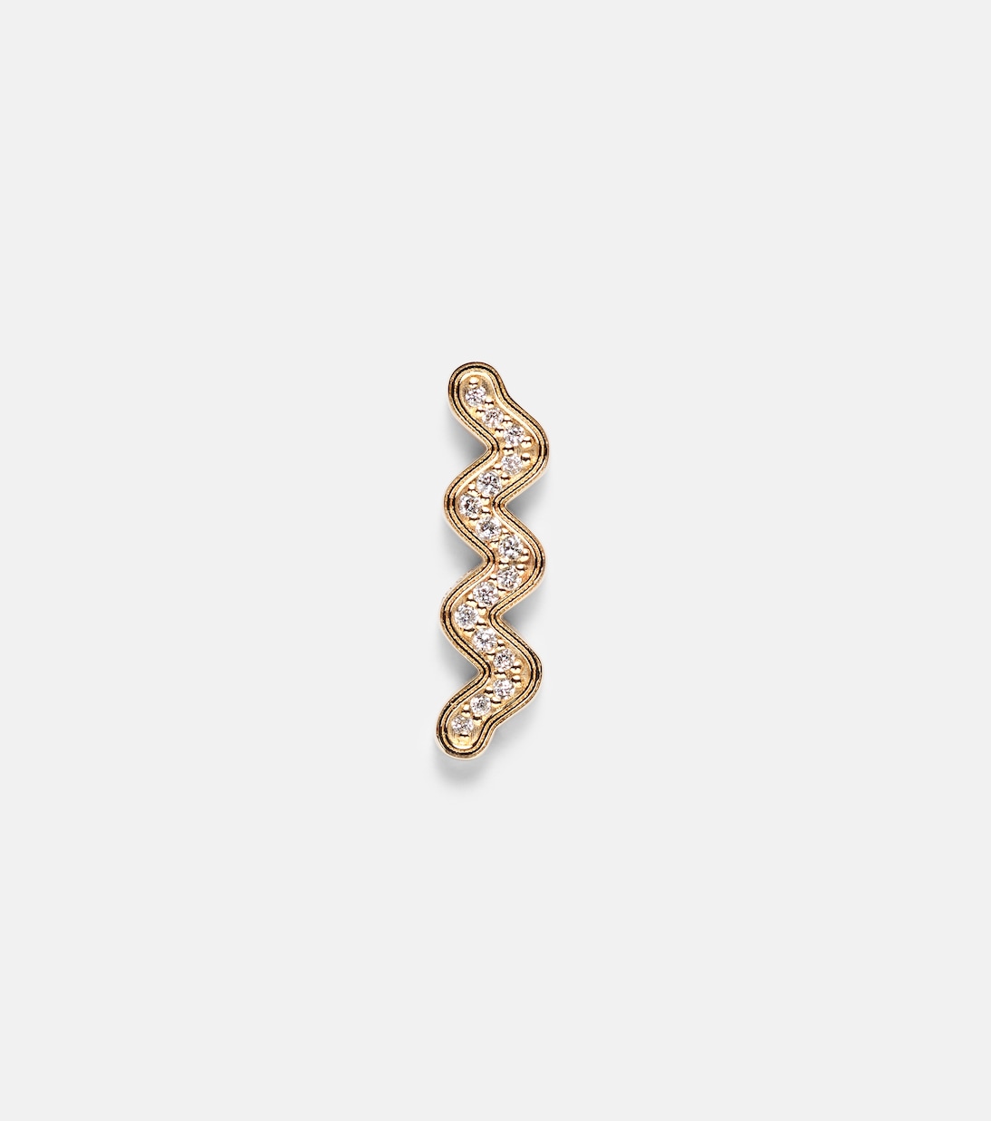 Orecchino singolo in oro 14kt con design ondulato e diamanti, stile Sydney Evan per giovani trendy