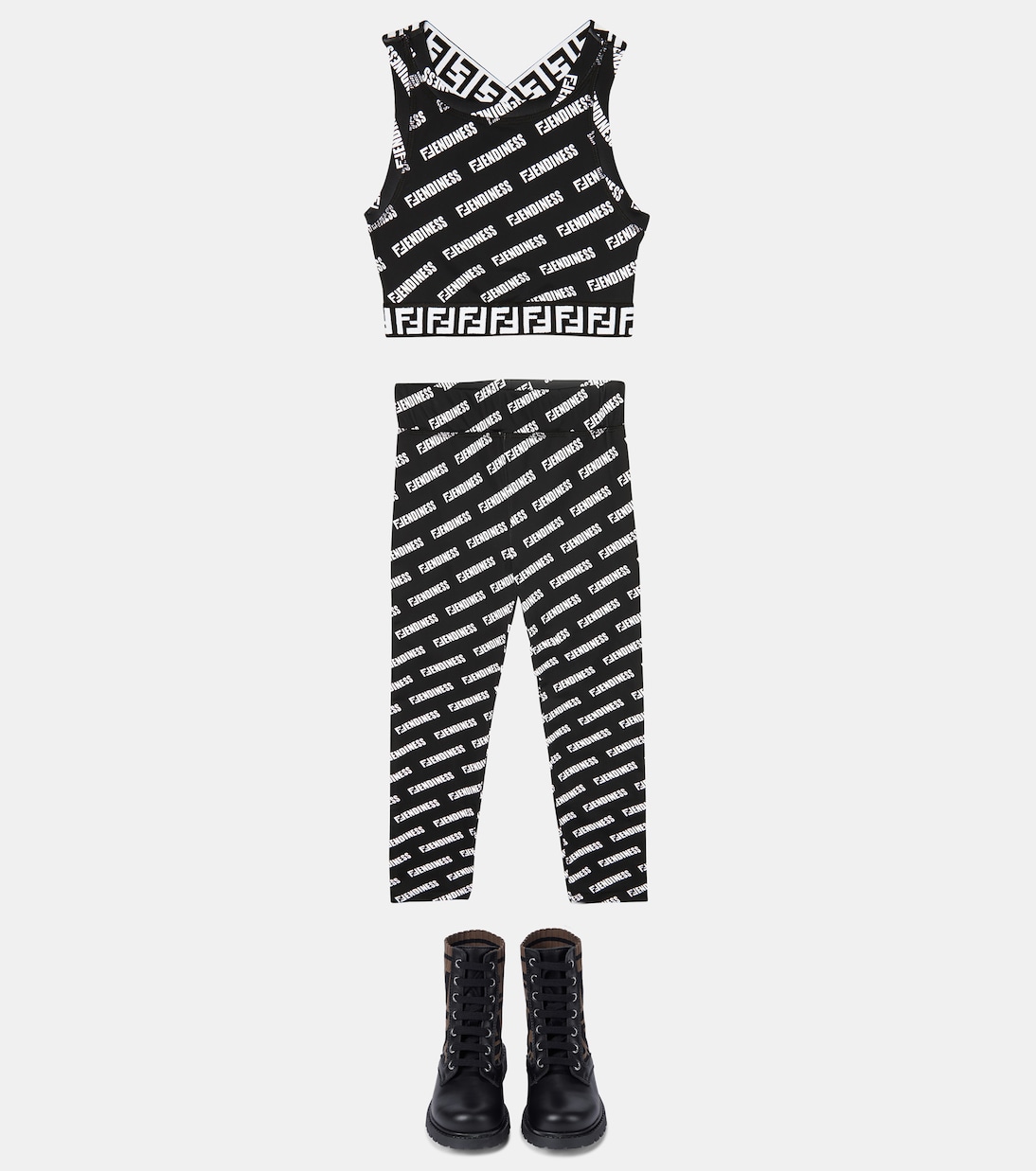 Top cropped FF in jersey con logo | Fendi Kids