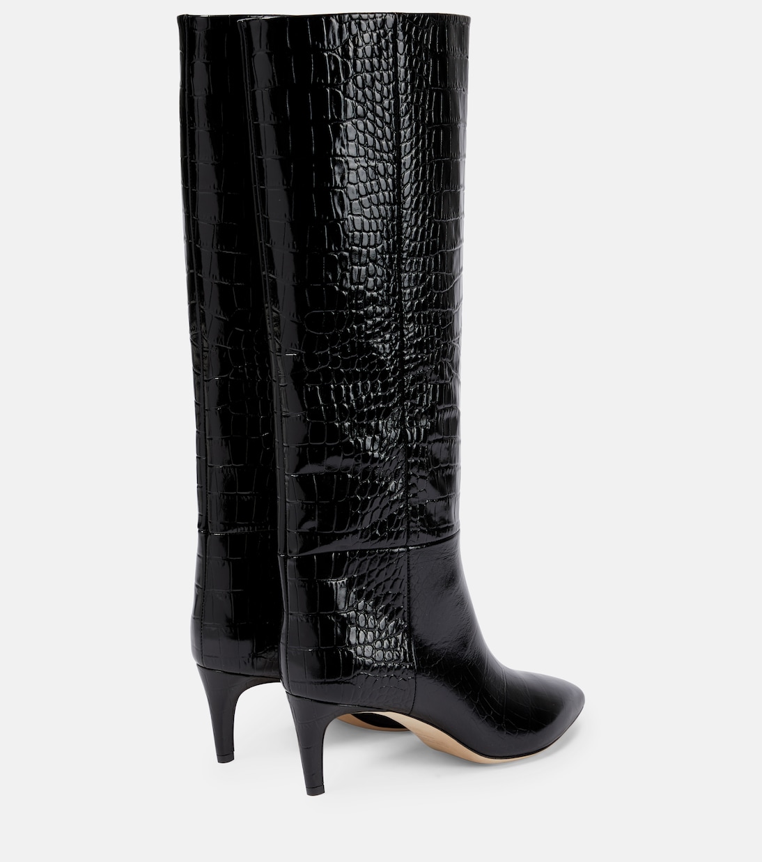 Croc-effect leather knee-high boots | Paris Texas