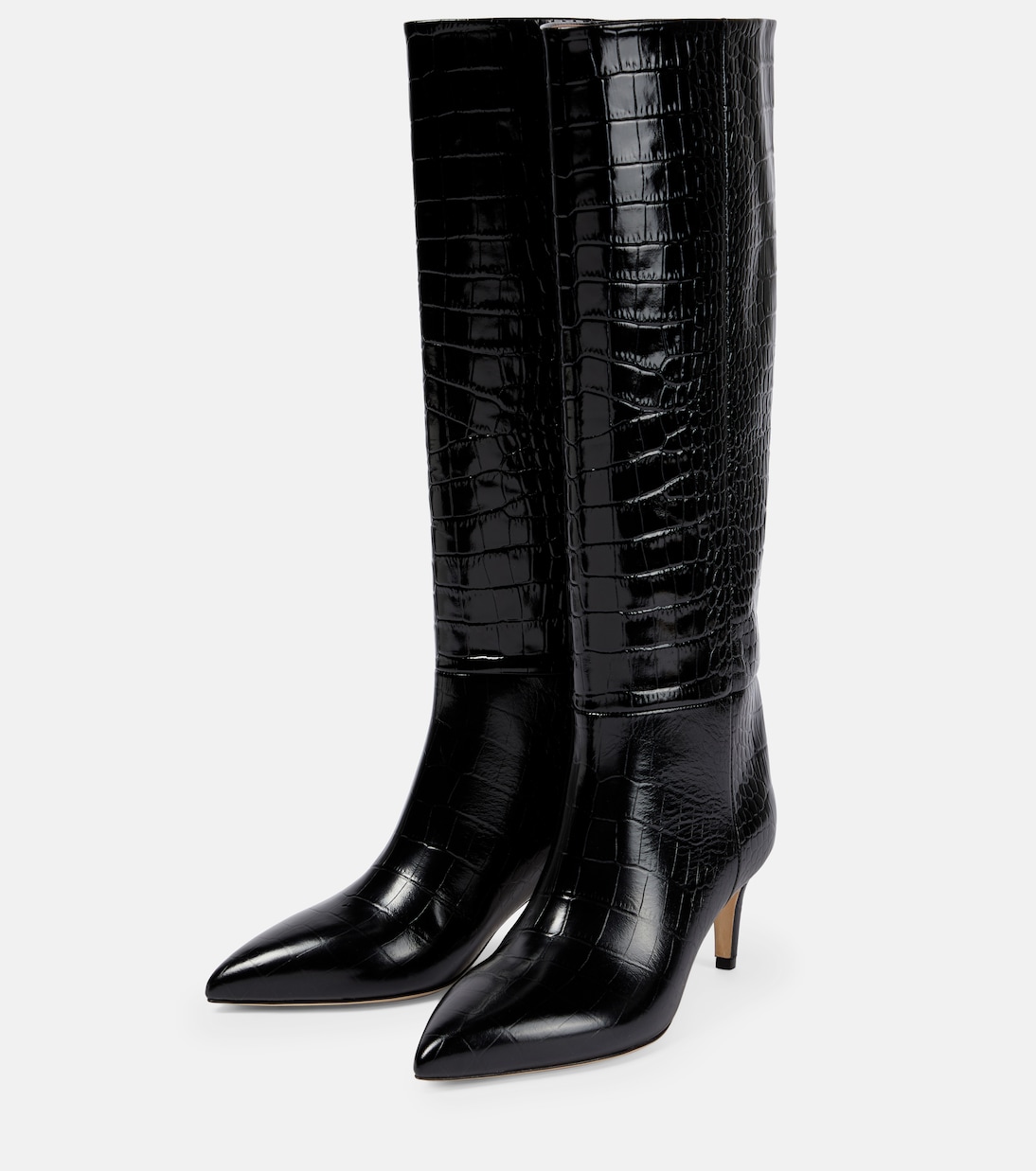 Croc-effect leather knee-high boots | Paris Texas