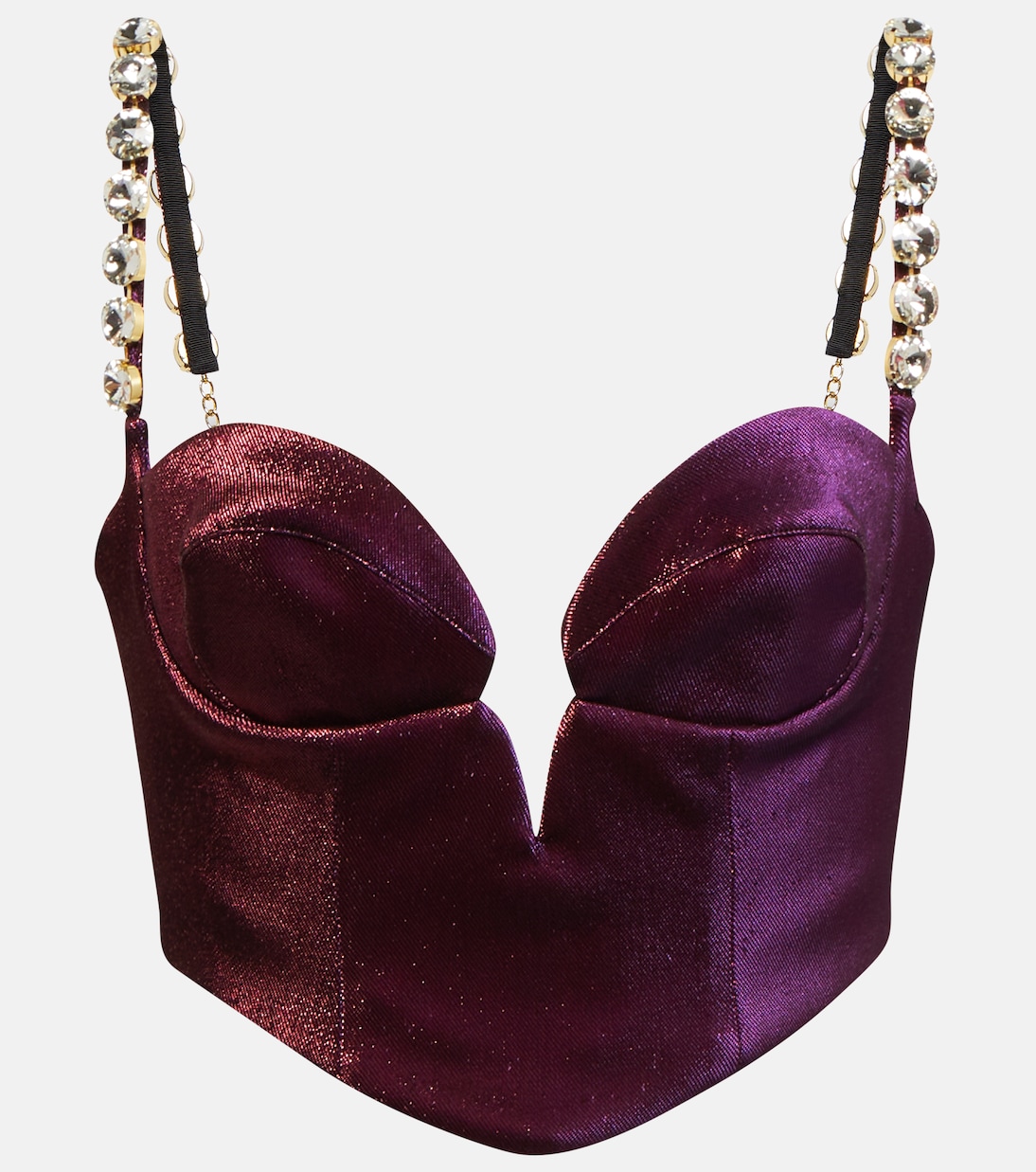Embellished cotton-blend cropped top | Area