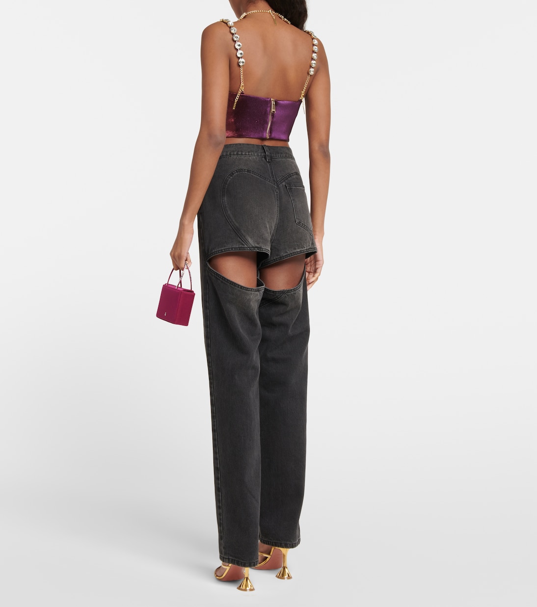 Embellished cotton-blend cropped top | Area