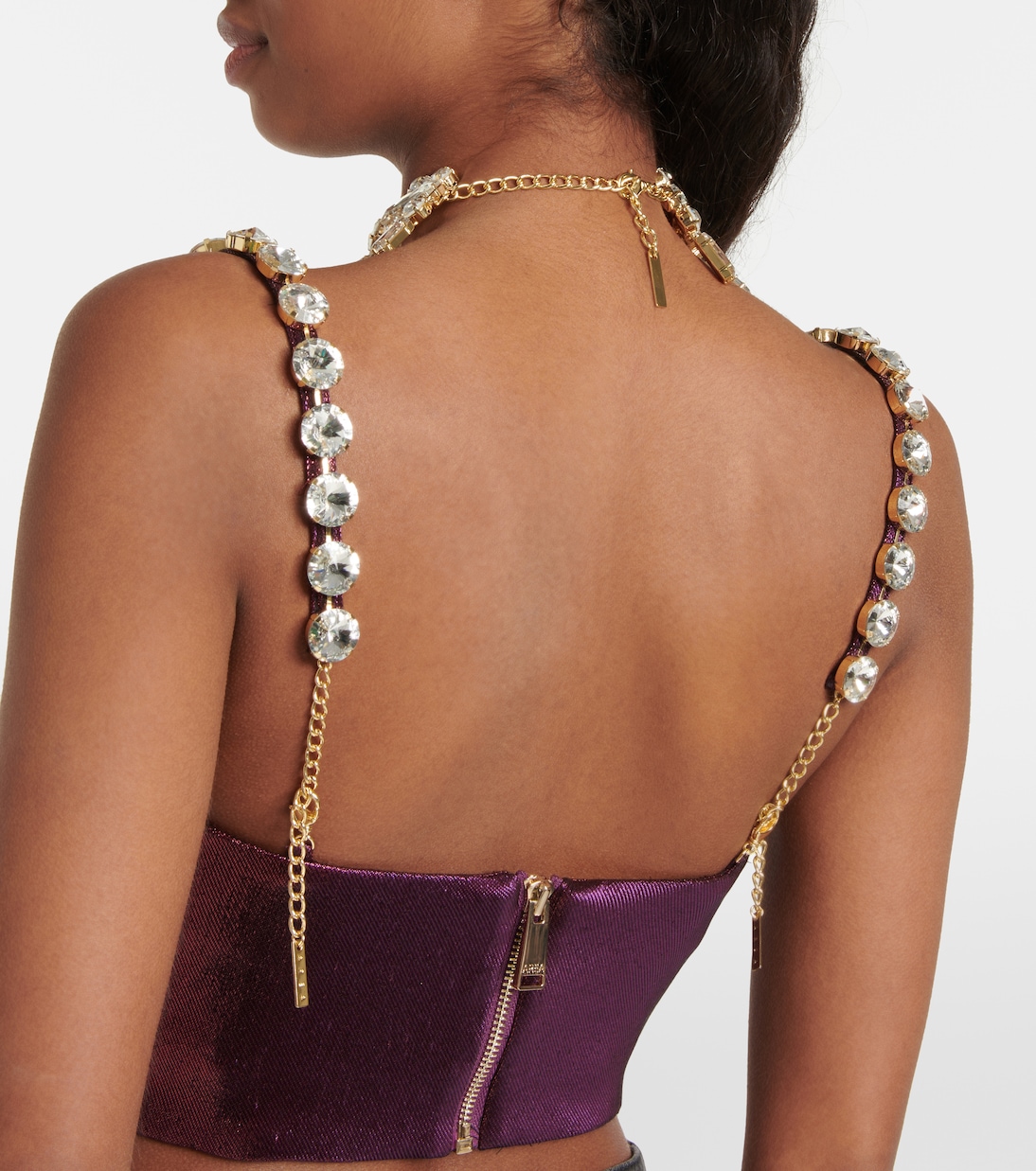 Embellished cotton-blend cropped top | Area