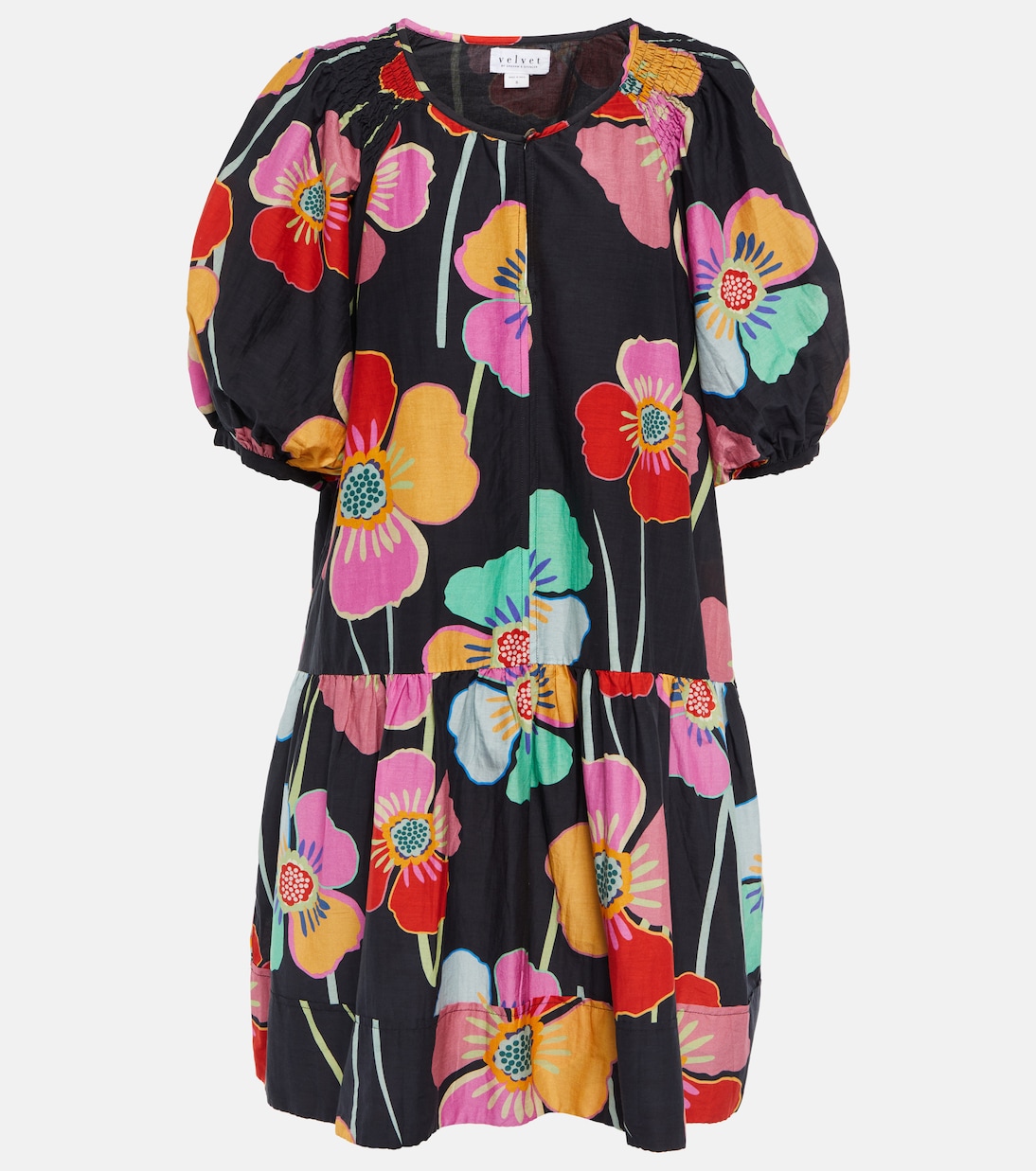Robe Rachel en coton et soie à fleurs | Velvet