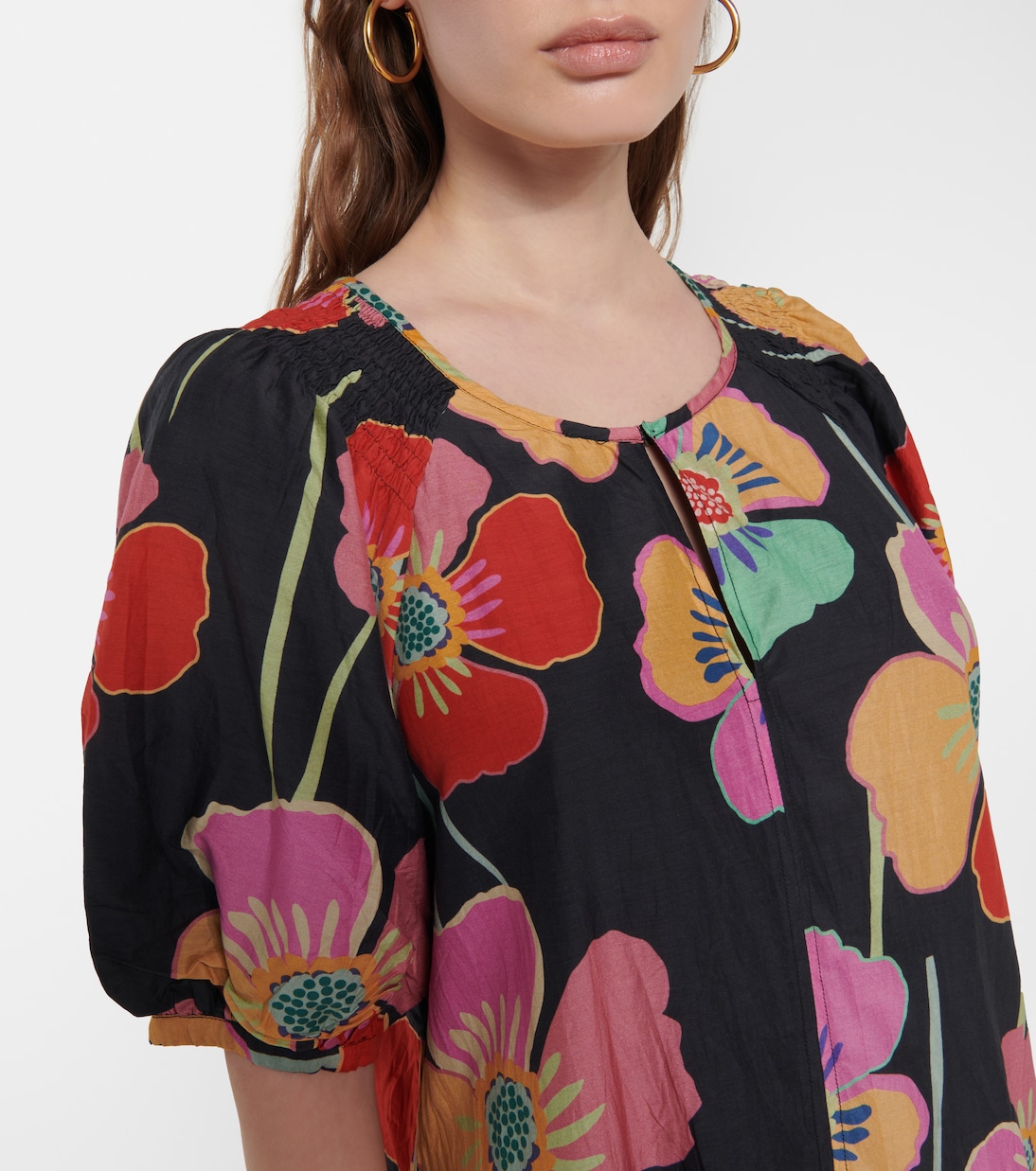 Robe Rachel en coton et soie à fleurs | Velvet