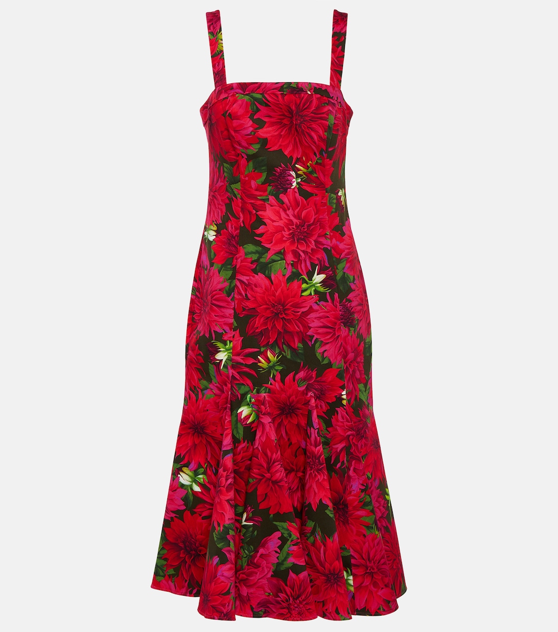 Vestido midi en popelín floral | Oscar de la Renta