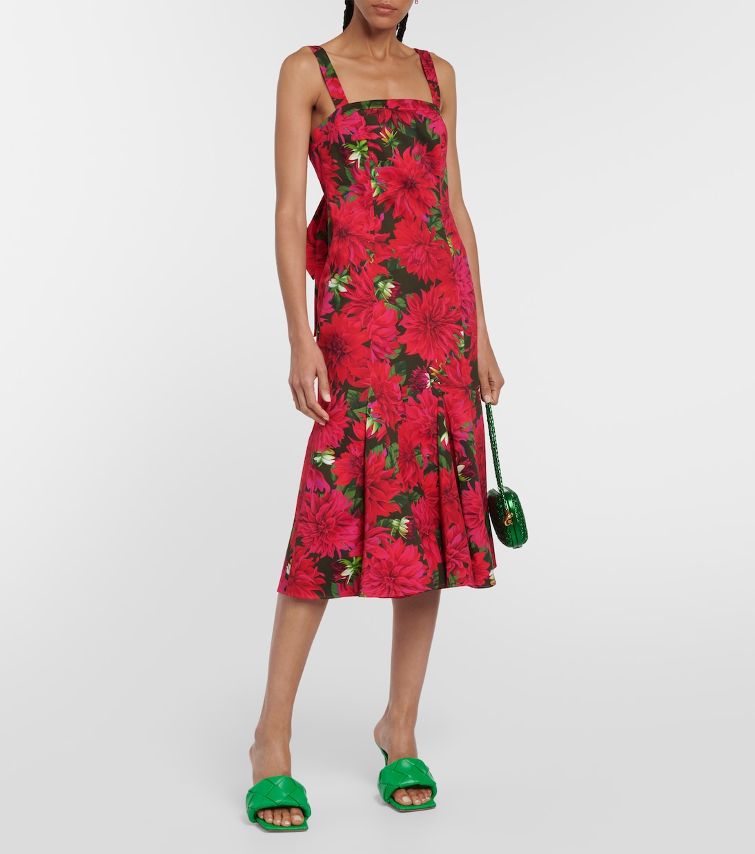 Vestido midi en popelín floral | Oscar de la Renta