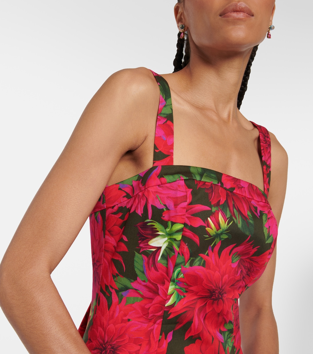Vestido midi en popelín floral | Oscar de la Renta