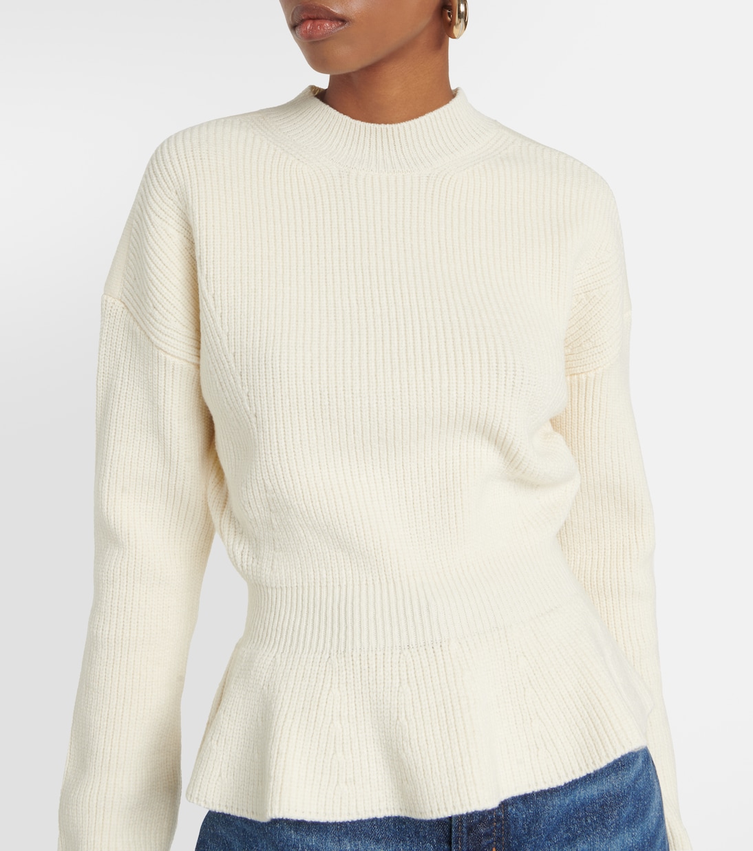 Peplum wool sweater in white Chloe Mytheresa