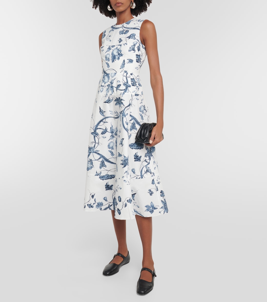 Vestido midi de popelín de algodón floral | Erdem