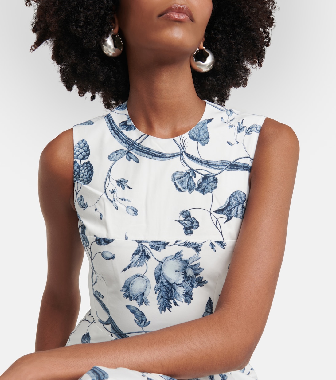Vestido midi de popelín de algodón floral | Erdem