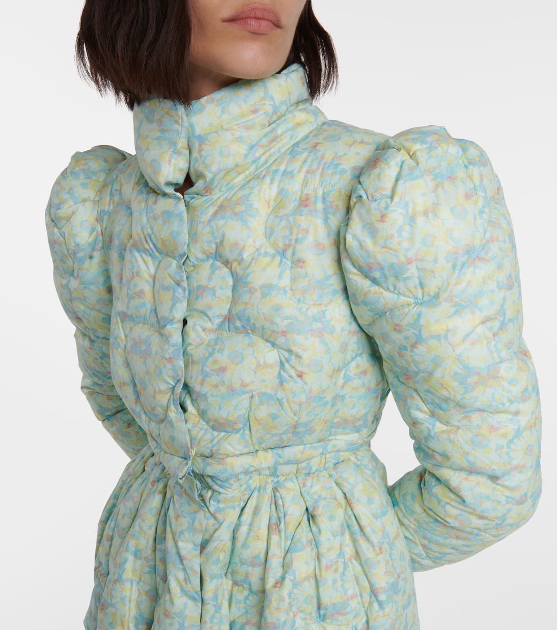 Abrigo de plumas flared floral | Susan Fang