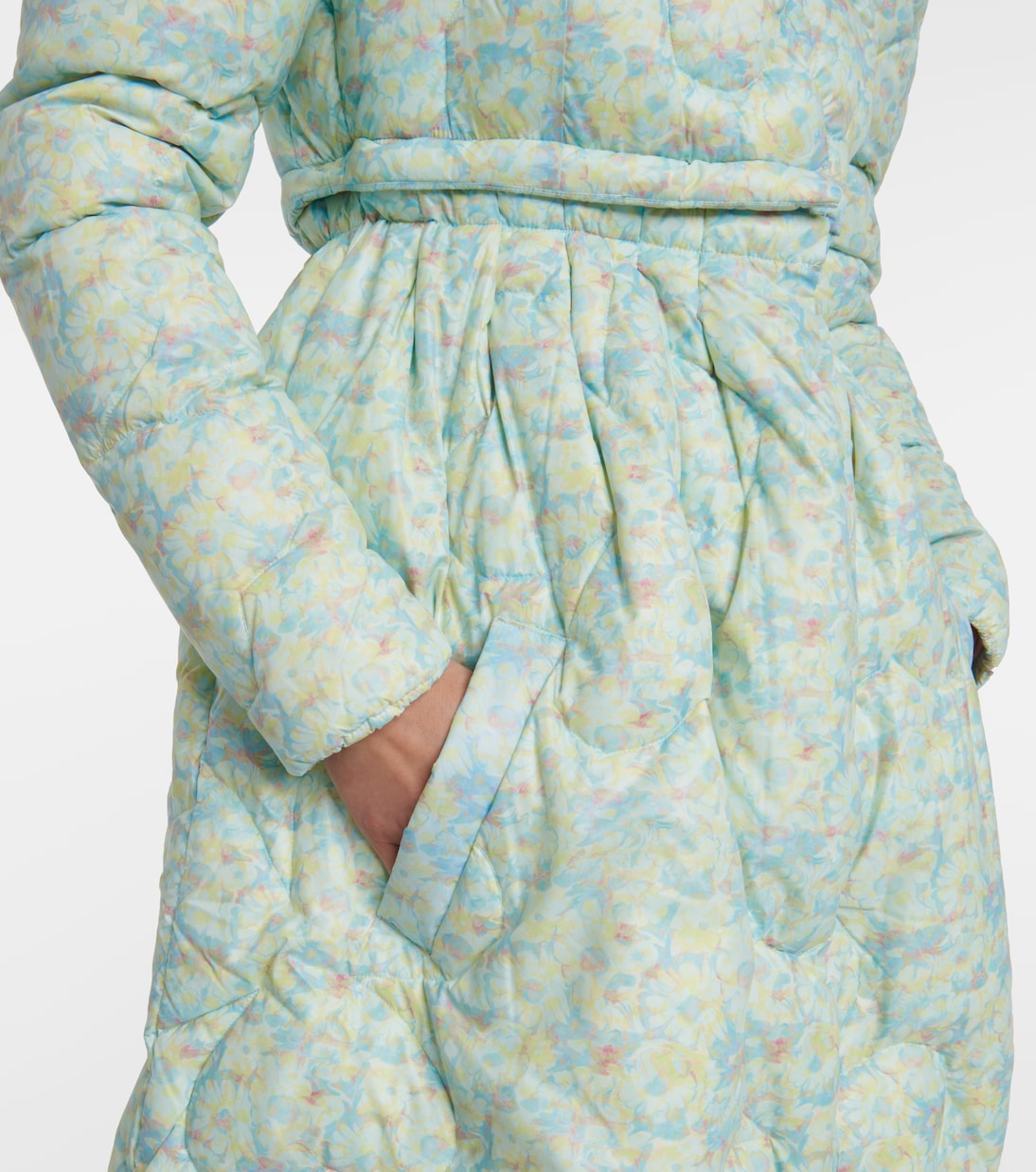 Abrigo de plumas flared floral | Susan Fang