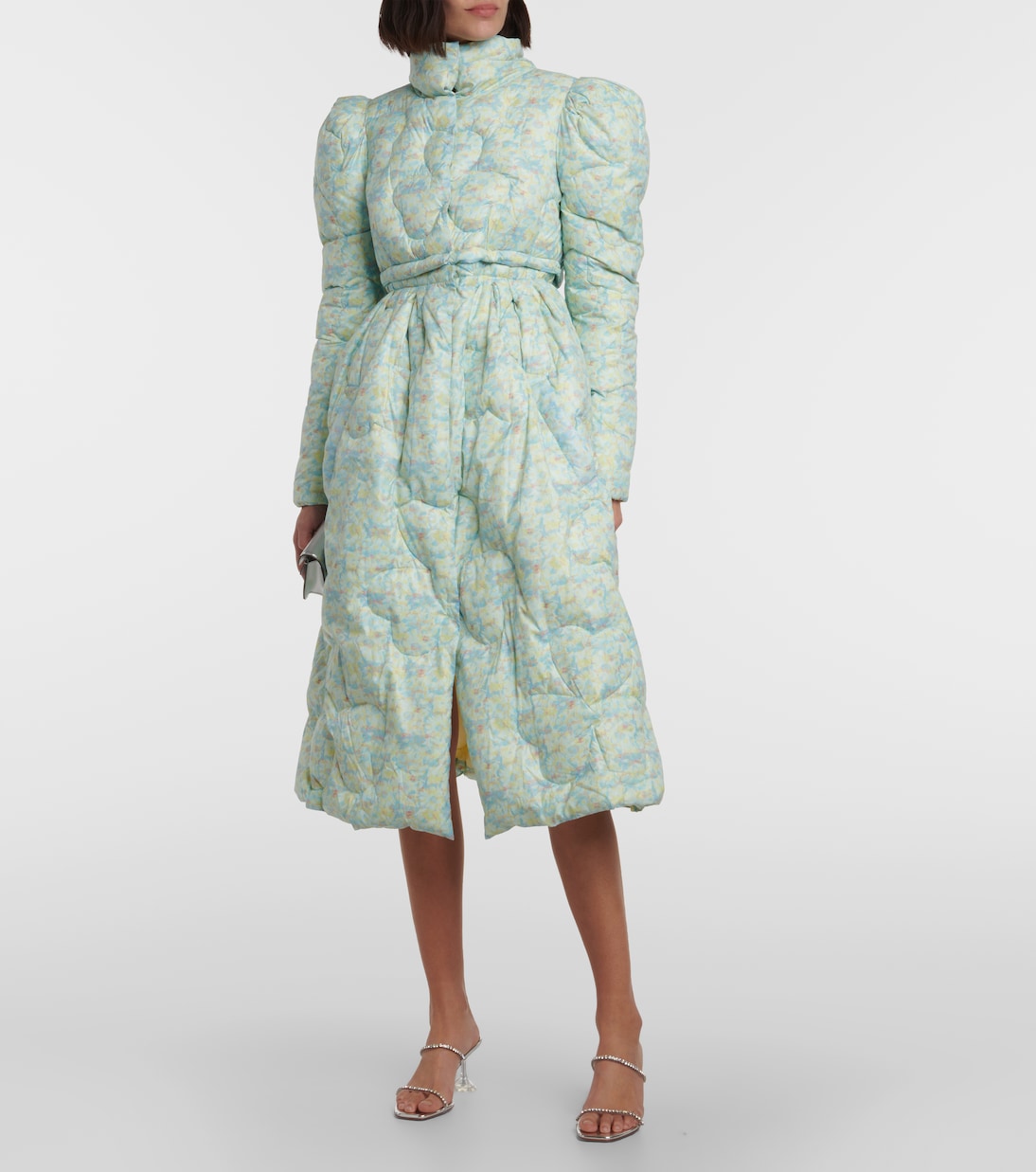 Abrigo de plumas flared floral | Susan Fang