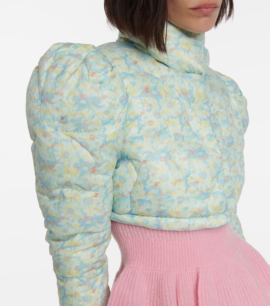 Abrigo de plumas flared floral | Susan Fang