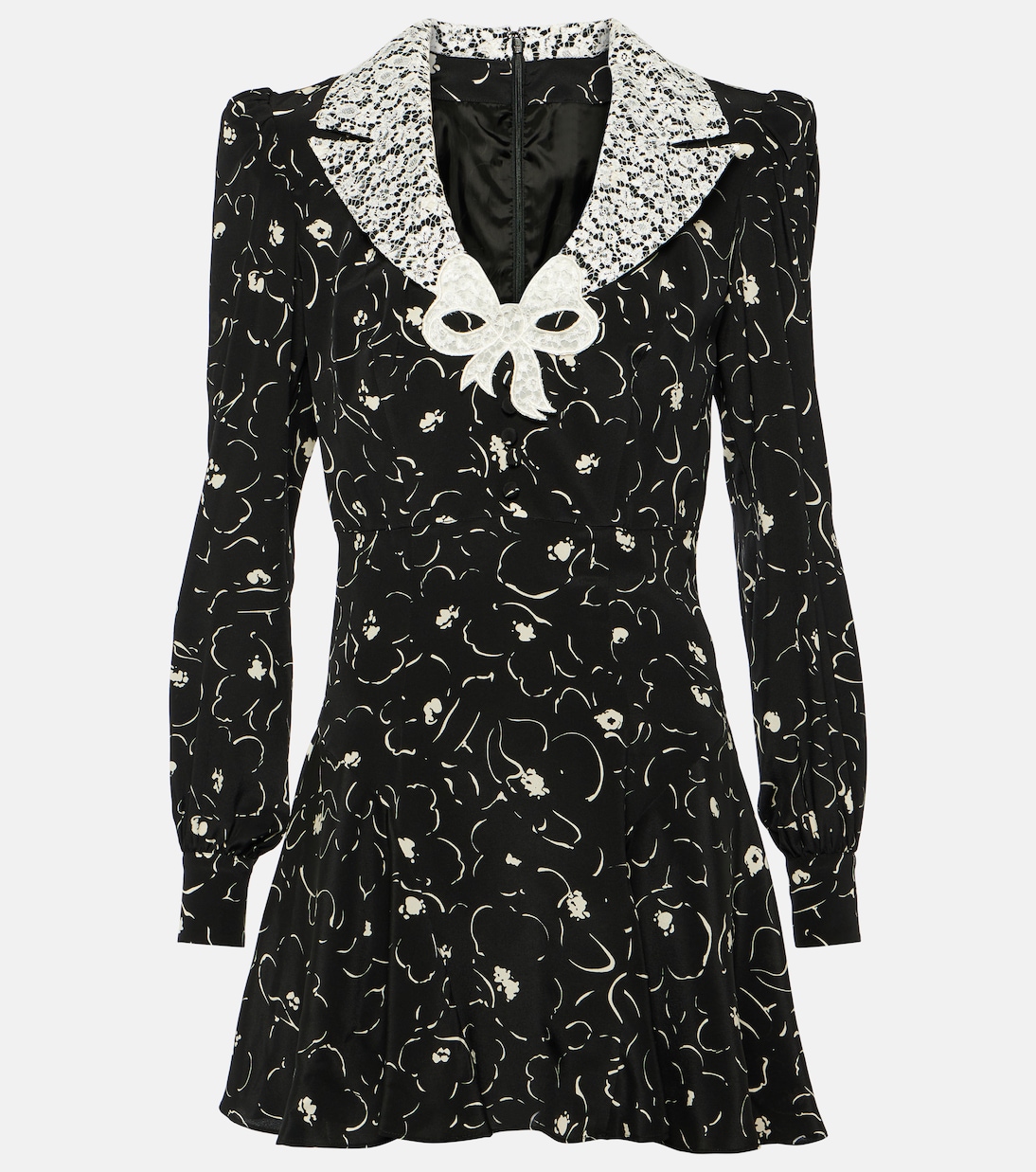 Robe en soie et dentelle à fleurs | Alessandra Rich