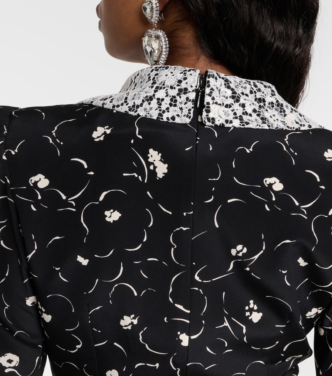 Robe en soie et dentelle à fleurs | Alessandra Rich