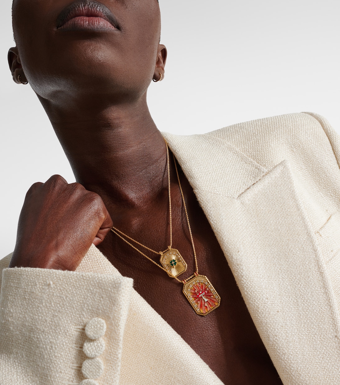 Collana Scapolare Funghi MARIE LICHTENBERG in oro 18kt con diamanti, design giovane e chic