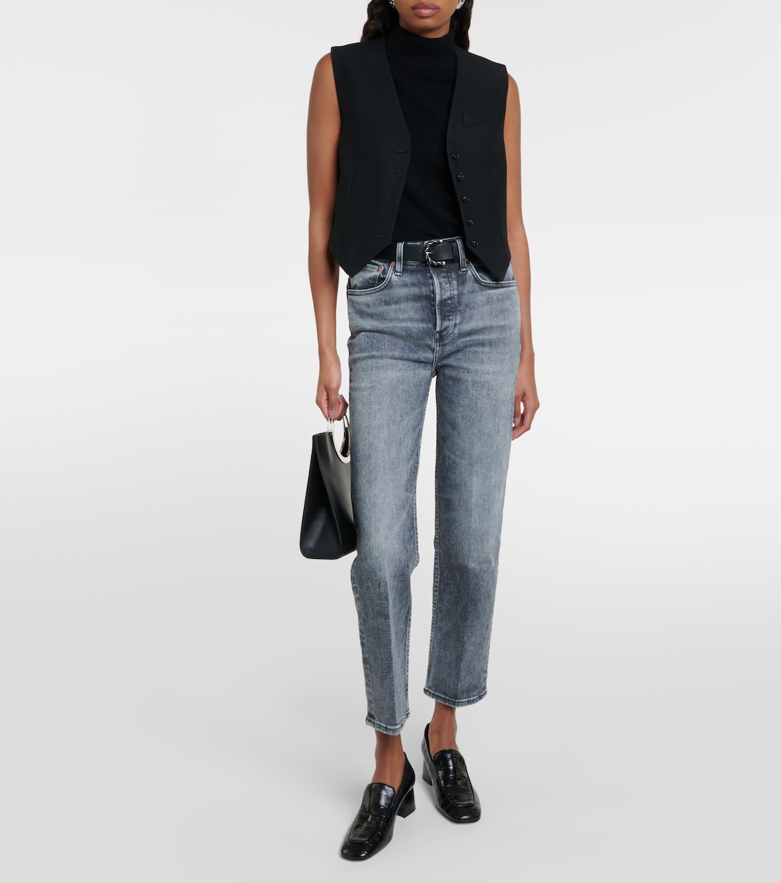 Jeans 70s Stove Pipe cropped de tiro alto | Re/Done
