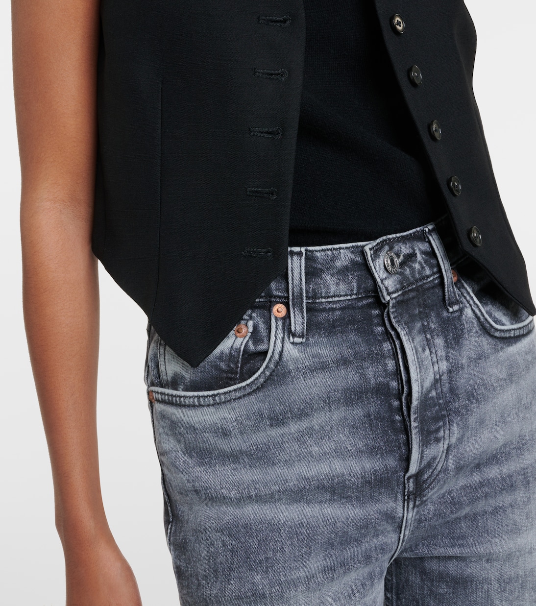 Jeans 70s Stove Pipe cropped de tiro alto | Re/Done