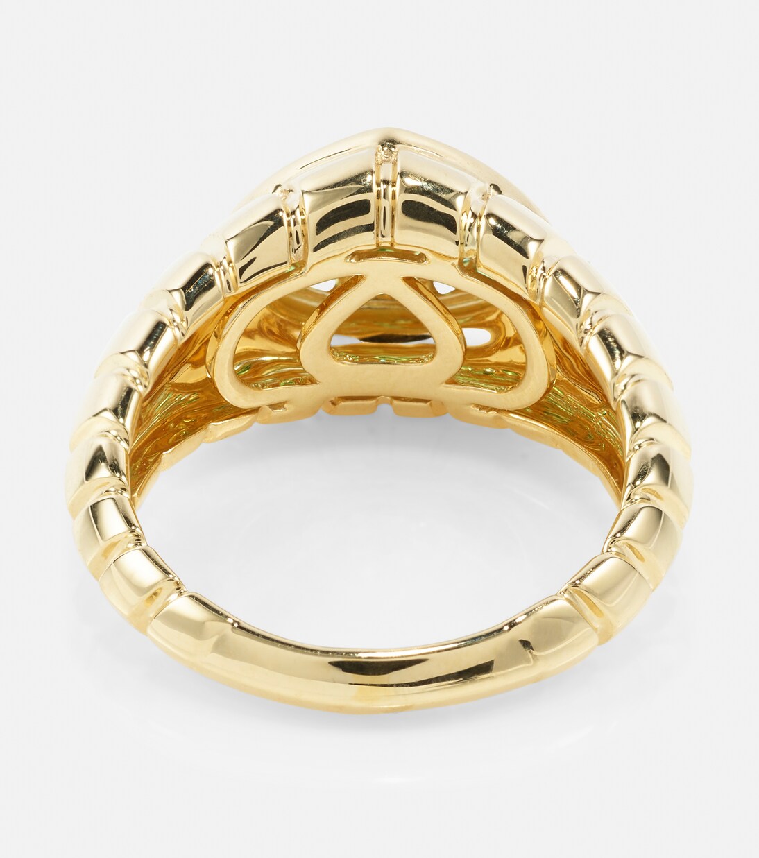 Anello in oro 18kt con tsavorite e diamanti, design moderno per giovani