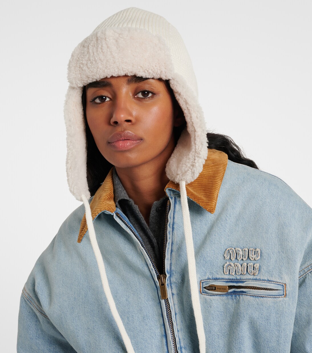 Shearling-trimmed wool and cashmere hat | Miu Miu