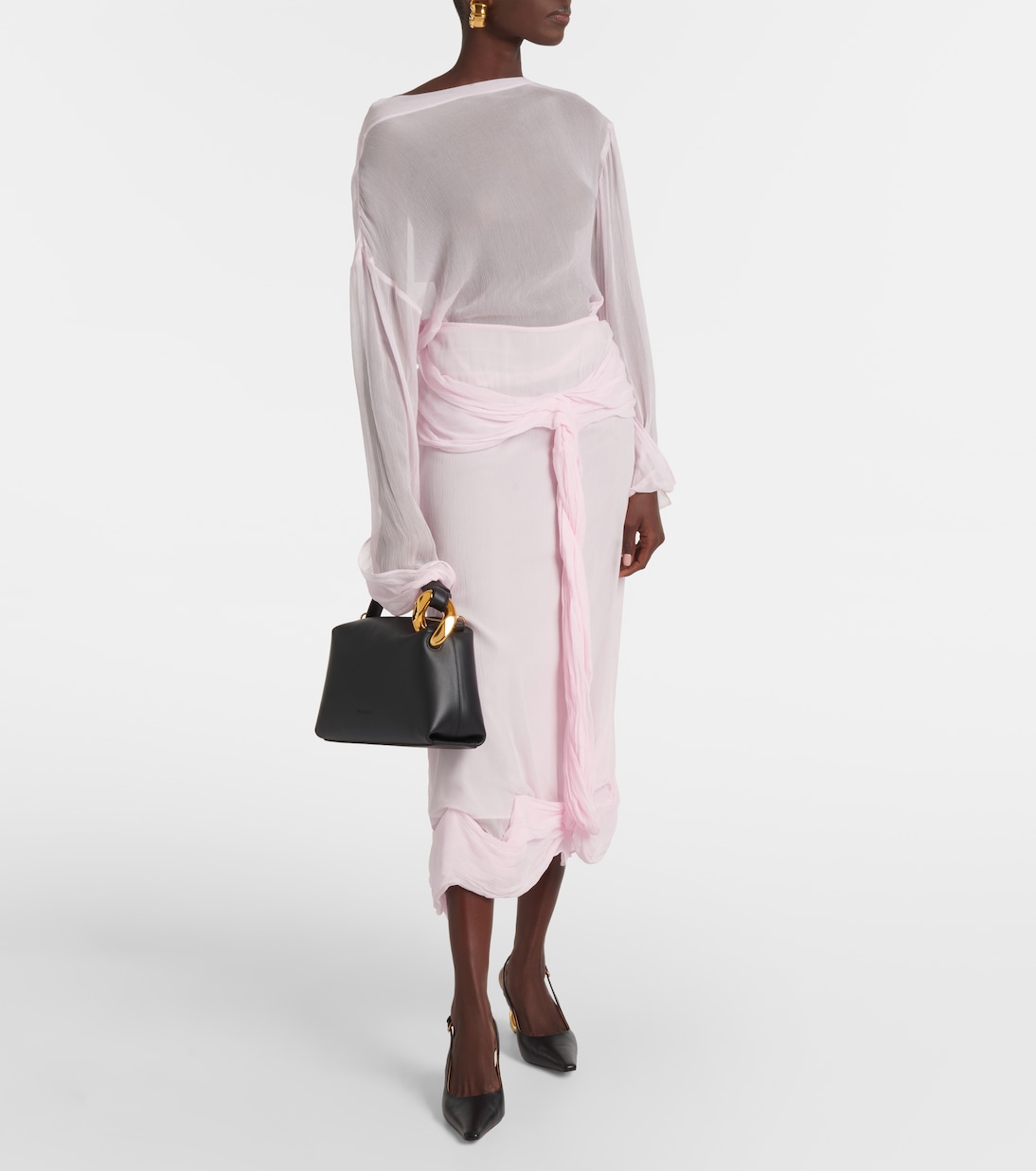 Asymmetric sheer draped blouse | JW Anderson
