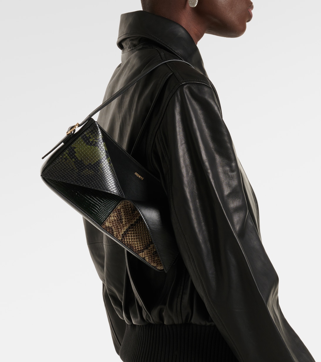 Belt snake-effect leather shoulder bag | Coperni