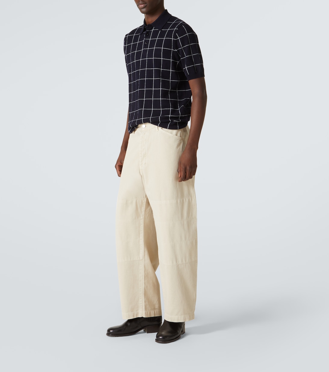 Polo in cotone e cashmere a quadri | Allude