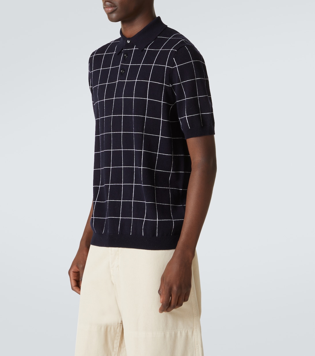 Polo in cotone e cashmere a quadri | Allude