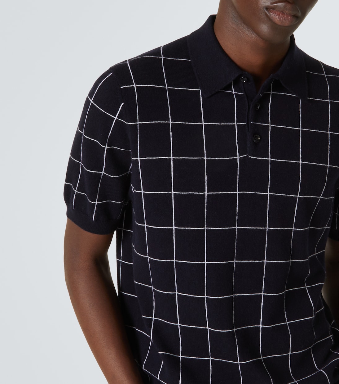 Polo in cotone e cashmere a quadri | Allude