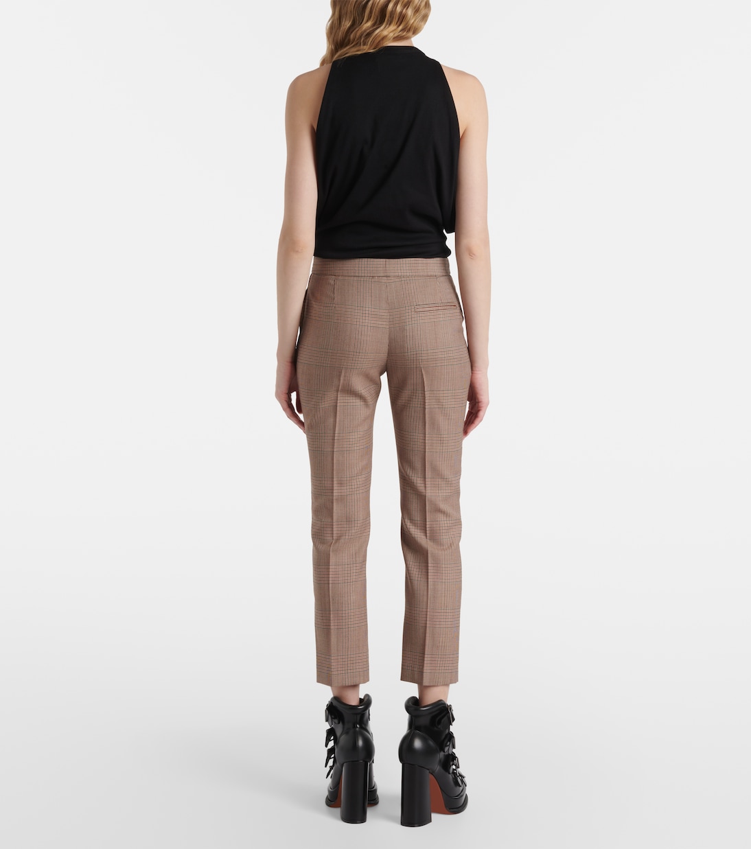 Kickback checked wool flared pants | McQueen