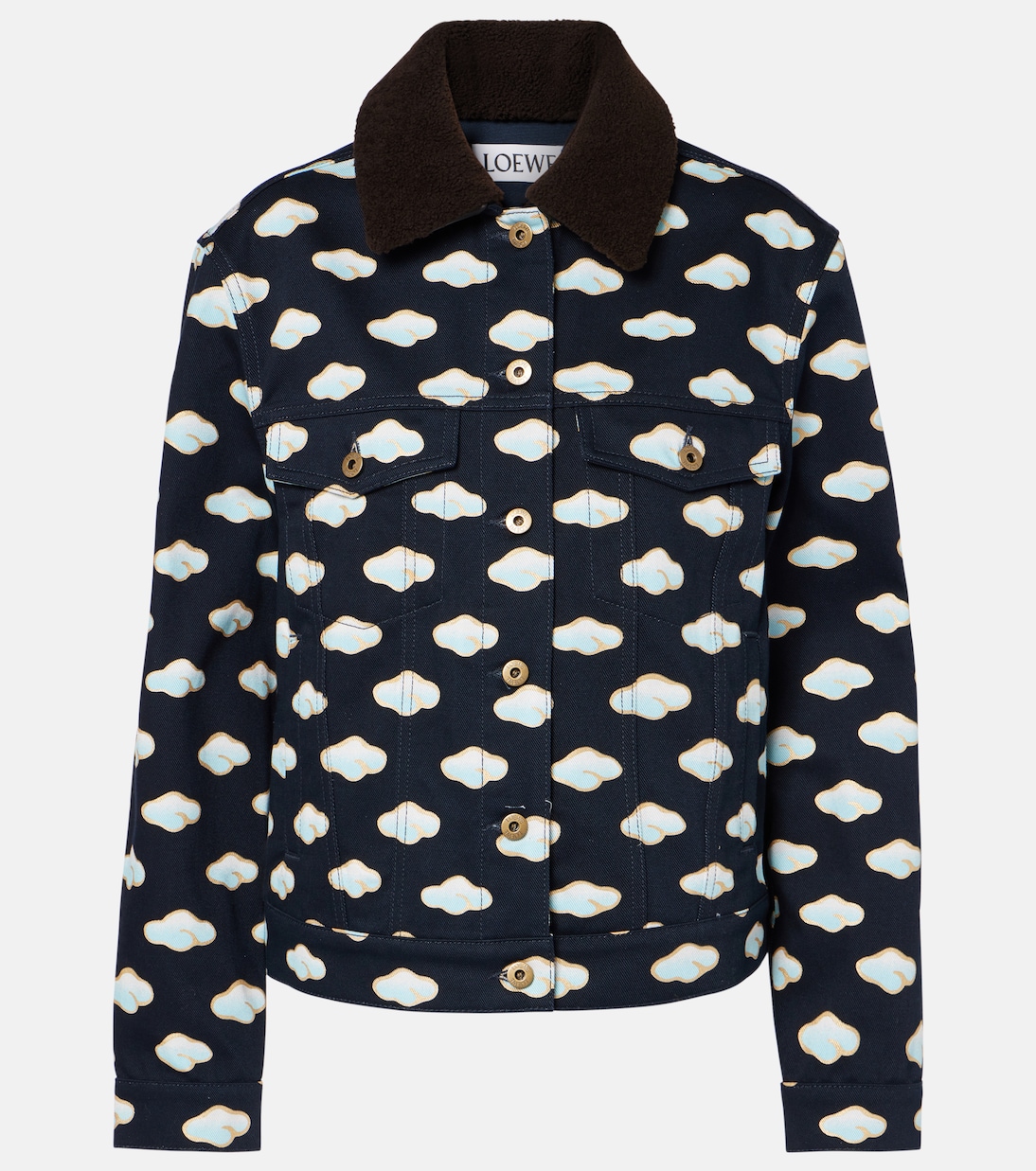 Giacca di jeans con shearling e stampa | Loewe