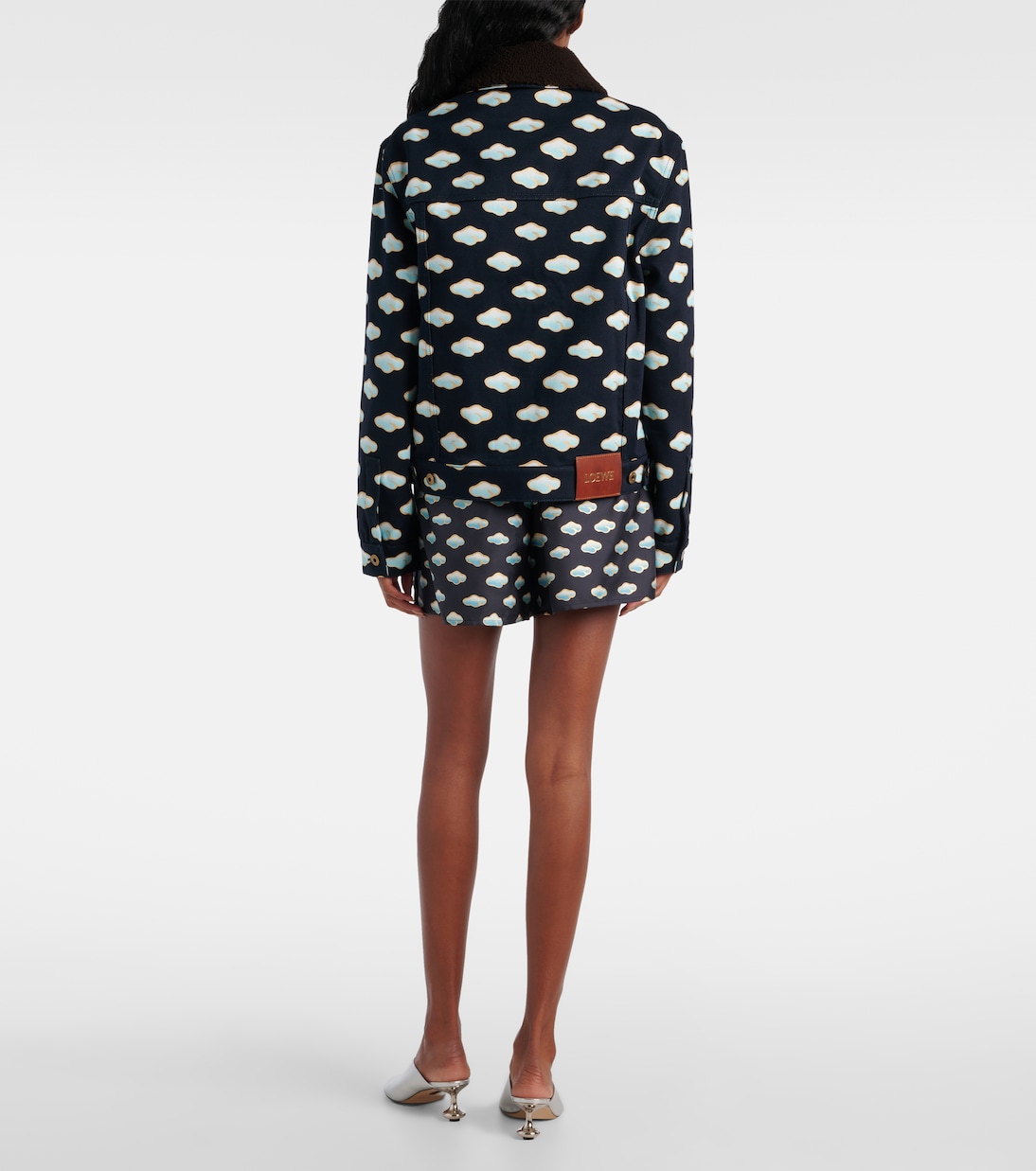 Giacca di jeans con shearling e stampa | Loewe