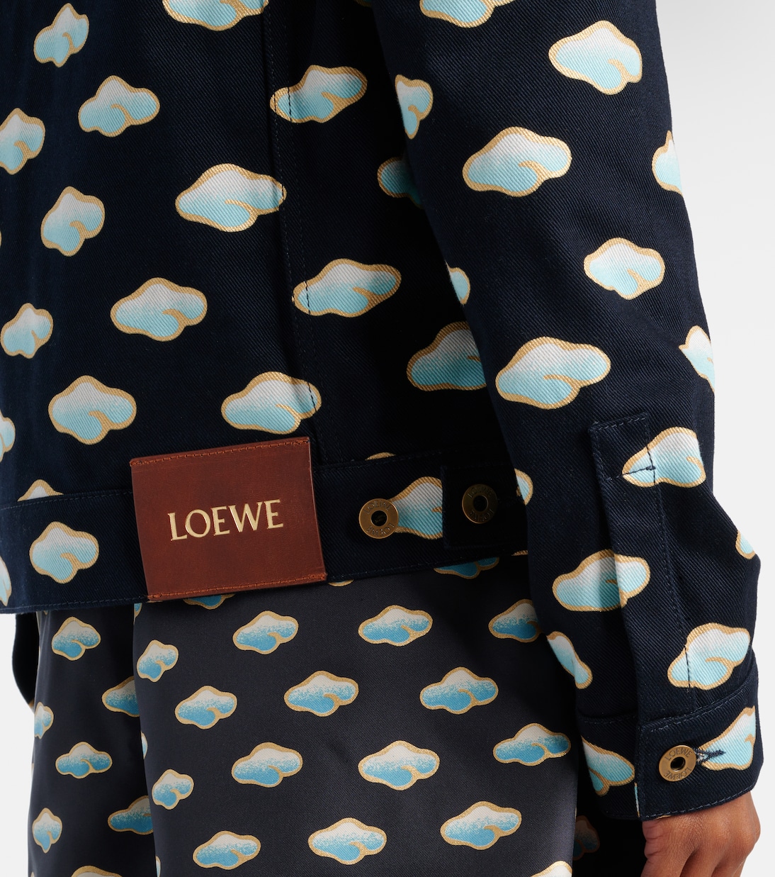 Giacca di jeans con shearling e stampa | Loewe