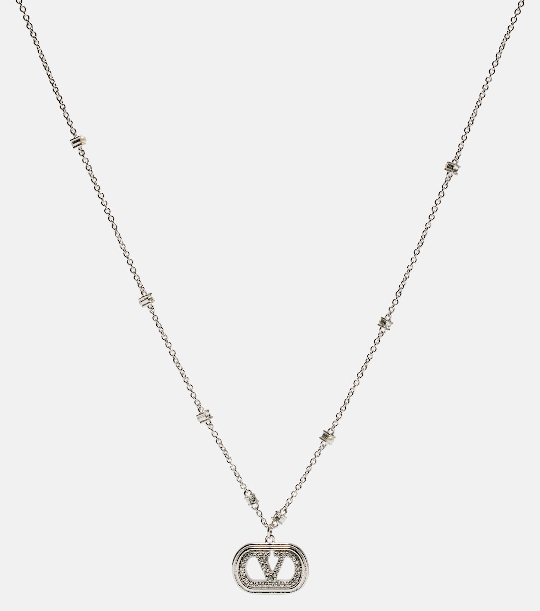 Ovalette VLogo embellished necklace | Valentino