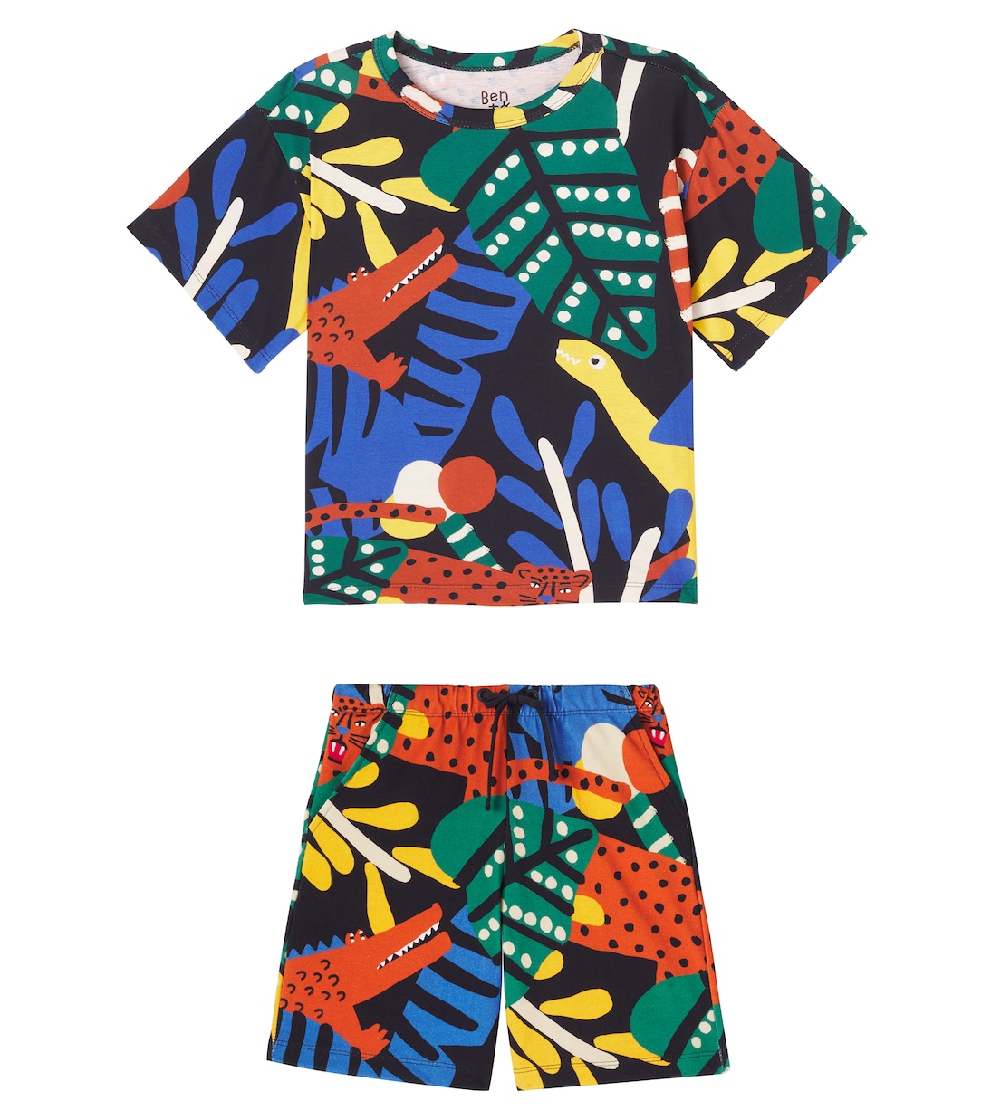 Printed cotton T-shirt and shorts set | Fábula