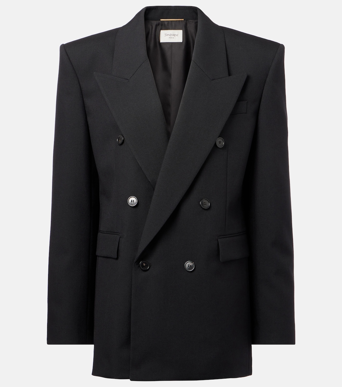 Blazer doppiopetto in canvas di lana | Saint Laurent