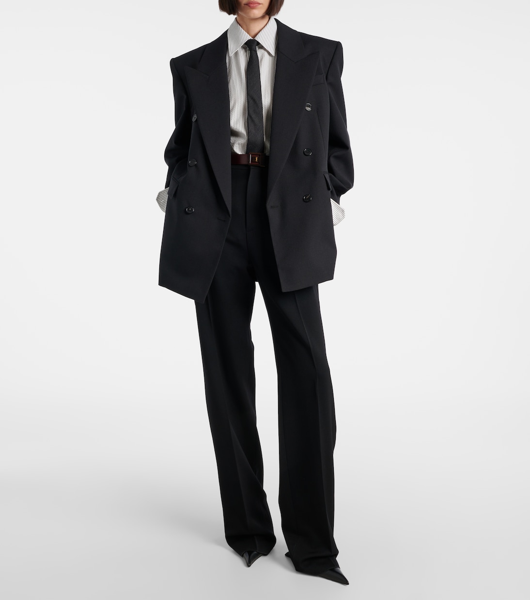 Blazer doppiopetto in canvas di lana | Saint Laurent