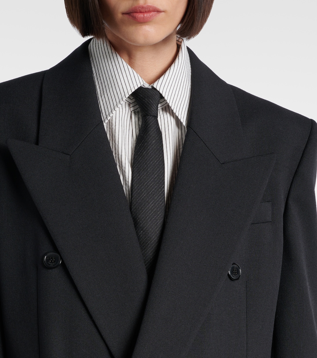 Blazer doppiopetto in canvas di lana | Saint Laurent